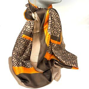 💖😍🎁The Feel Of Silk Mocha & Orange Statement Scarf